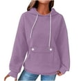 thumbnail image 2 of GuzomFashion Womens Oversized Waffle Knit Hoodie - Soft & Stretchy, Drawstring Hood, Front Button Pocket, Ribbed Cuffs, Purple, S-XXL for Casual Everyday Wear,Size S, 2 of 4