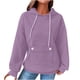 thumbnail image 2 of HongQid Womens Hoodies Casual Long Sleeve Drawstring Waffle Pullover Tops Loose Hooded Sweatshirt with Pocket, 2 of 4