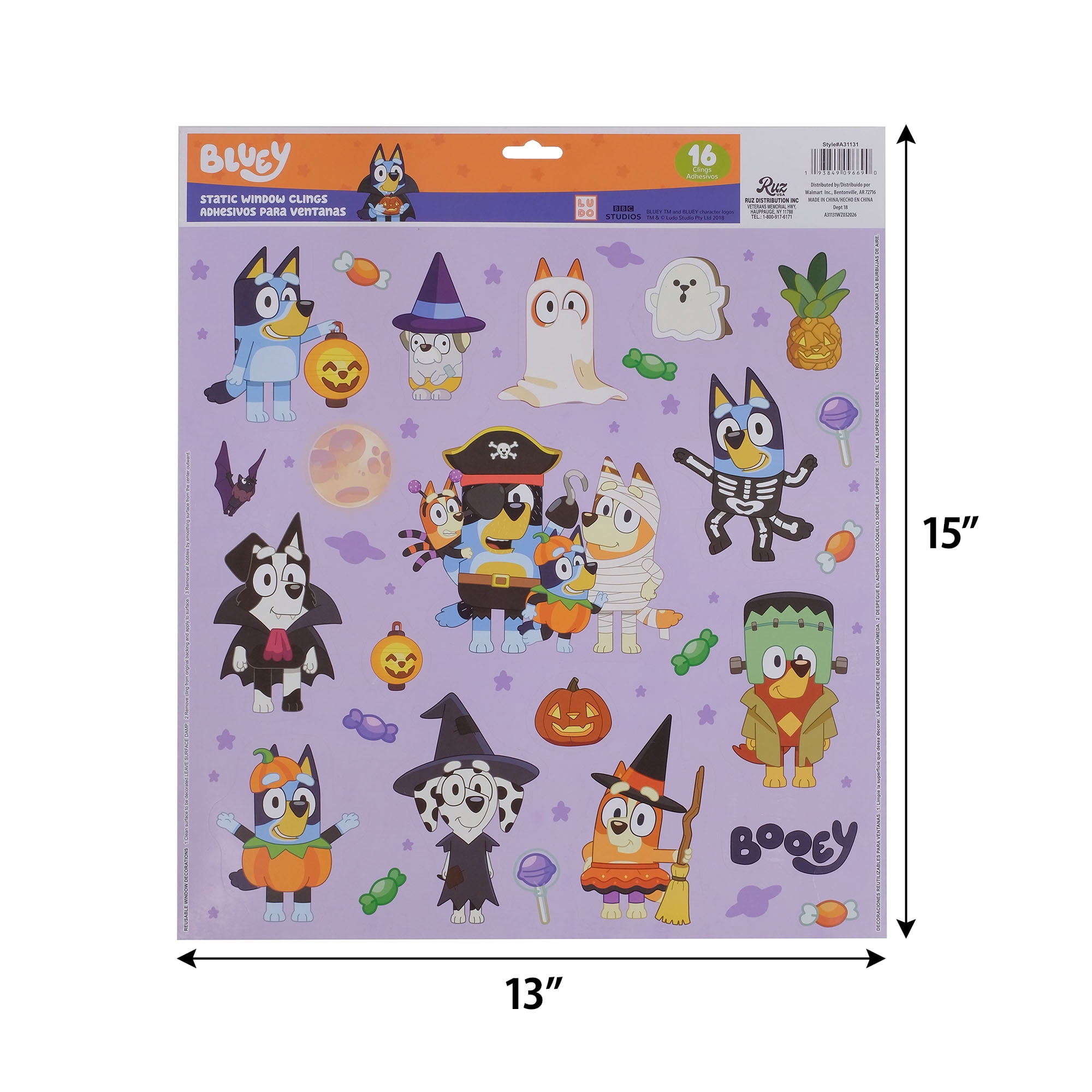Bluey Halloween Decorative Window Cling