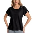 thumbnail image 4 of Otvok 2025 New Womens V-Neck Short-Sleeved Loose Shirt Solid Color Tops, 4 of 6