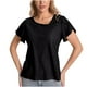 thumbnail image 3 of Tamaño Más Suelto Ajuste Camisetas para las Mujeres con Cuello en V de Manga Corta Suelta Camisa Superior, Poliéster, 3 of 5