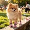 thumbnail image 5 of 4 Pcs, Dog Shoes for Small Dogs 1.5 Inch Dog Shoes for Summer Breathable Dog Booties and Paw Protectors Non Slip Lightweight Pet Summer Footwear for Outdoor Walking Pink, 5 of 5