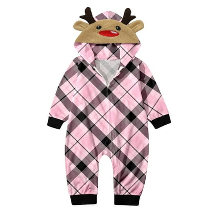 

Family Outfits Fathers Day 2024 Christmas Family Suit Boys Girls Pink Plaid Prints Deer Suit Hoodie Jumpsuit Pink 3M