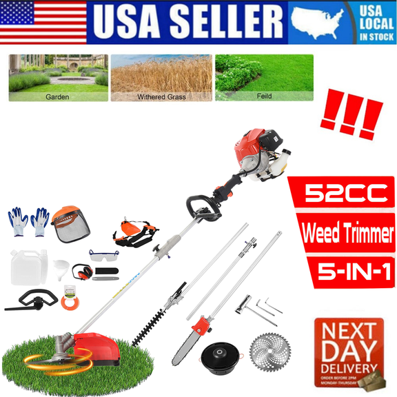 Floseru 52cc Gas Weed Eater,5 in 1 Gas Weed Eate with Hedge Trimmer Chainsaw Brush Cutter,2-Cycle Gas String Trimmers for Weeds and Grass.
