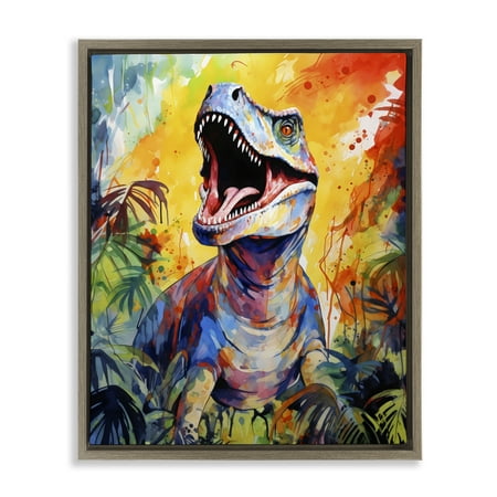 Stupell Industries Fierce Roaring T-Rex Brown Framed Floater Canvas Wall Art design by Creative Studio 21 x 17 Stupell Industries Fierce Roaring T-Rex Brown Framed Floater Canvas Wall Art design by Creative Studio 21 x 17