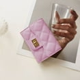 thumbnail image 1 of Portable Fashion Design PU Leather Solid Color Bank Card Holder Coin Purse Short Clutch Bag Rhombus Card Bag Korean Style Wallets Women Card Bag PINK, 1 of 8
