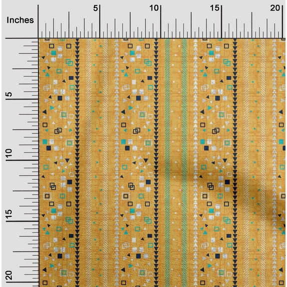 oneOone Velvet Mustard Yellow Fabric Square & Triangle Geometric Sewing Fabric By The Yard Printed Diy Clothing Sewing Supplies 58 Inch Wide