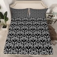 thumbnail image 2 of Feelyou Vintage Black Damask Full Size Sheets, Boho Gothic Skull Bed Sheets, 4 Pieces, 2 of 7