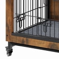 thumbnail image 5 of ModFusion 38.5" Dog Cage and End Table - Rustic Wood Double Entrance Dog Kennel with Adjustable Legs and Wheels, Indoor Pet Furniture, 5 of 10