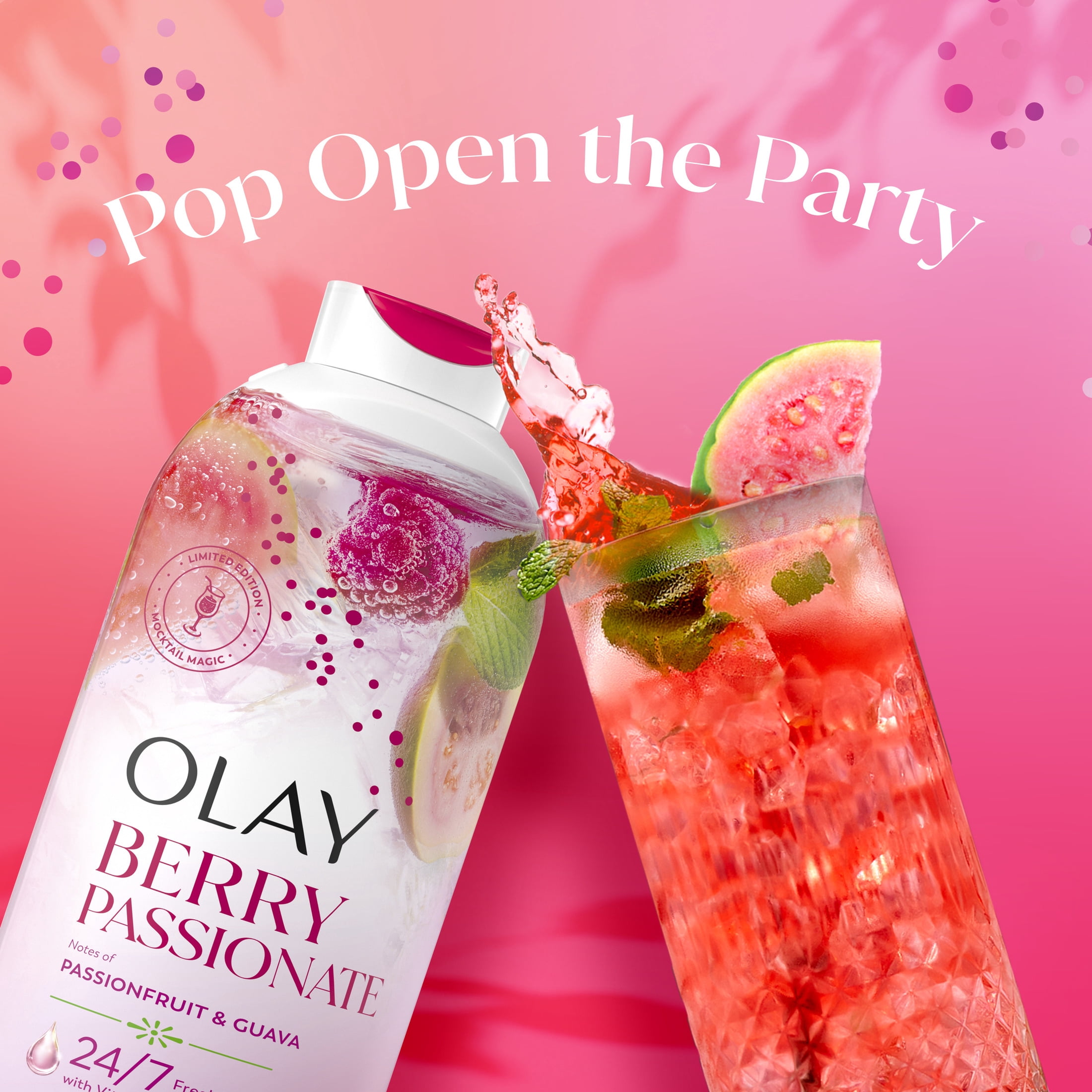 (4 pack) Olay Berry Passionate Body Wash with Notes of Passionfruit and Guava, Vitamin B3 and Antioxidant Blend, 22oz