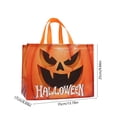 thumbnail image 3 of Halloween Reusable Grocery Tote Bag, Aesthetic Shopping Shoulder Handbag Foldable Non-woven Present Gift for Cookies Candy (Orange), 3 of 6