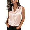 thumbnail image 3 of Zeagoo Satin Blouses for Women Silk Button Down Shirts Sleeveless Office Casual Tank Tops, 3 of 6