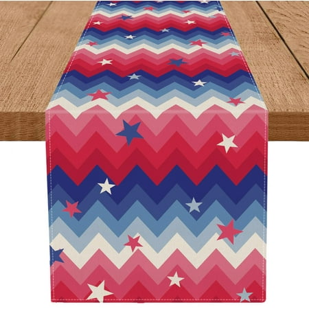 

GPGHE 4th of July Table Runner Stars Patriotic Memorial Day Independence Day Farmhouse Kitchen Dining Table Decorations Home Party Tabletop Decoration 13 x 72 Inch C49