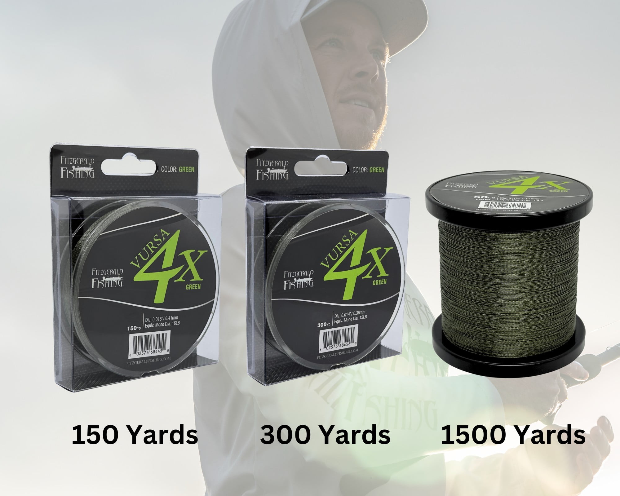 Fitzgerald Vursa 4X Green Braided Fishing Line 4 Strand 65 Lb 300 Yd