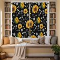 thumbnail image 2 of Black Yellow Sunflower Kitchen Curtains 63 Inch Length, Summer Botanical Farmhouse Floral Tiers Curtains for Living Room Berdoom Bathroom, Light Filtering Drapes Window Treatment 2 Panels 42"Wx63"L, 2 of 8