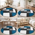 thumbnail image 4 of Small Round Rug 3Ft, Abstract Blue Grey Non-Slip Washable Circle Rugs Carpet, Modern Geometric Color Blocks Indoor Outdoor Rug Floor Mats Throw Runner for Bedroom Living Room Bathroom, 4 of 8