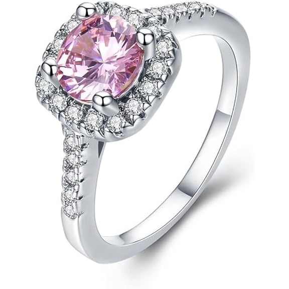 Dreamofdazzles Jewels 2.00 Ct Round Cut Pink Sapphire Womens Wedding Ring 14K White Gold Plated 925 Sterling Silver -6.5