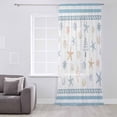 thumbnail image 3 of Coastal Christmas Semi Sheer Curtains Drapes for Living Room,Bedroom,French Doors Window 63 Inches Long,Xmas Tree Starfish Beach Blue Striped Rod Pocket Chiffon Curtain Drapery Voile Draperies Panel, 3 of 6