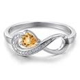thumbnail image 3 of Gem Stone King 10K White Gold Yellow Citrine and White Diamond Accent Infinity Ring for Women (0.22 Cttw, Heart Shape 4MM, Gemstone November Birthstone, Size 5), 3 of 6