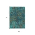 thumbnail image 3 of HomeRoots 612365 5 x 8 ft. Teal Blue, Navy Blue & Brown Abstract Washable Indoor & Outdoor Rectangle Area Rug, 3 of 5
