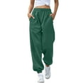 thumbnail image 2 of DPTALR Women's High Waisted Workout Joggers Baggy Lounge Bottoms,Green,Size S, 2 of 7