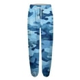 thumbnail image 4 of Womens Camo Sweatpants Drawstring High Waisted Workout Trousers Maple Leaf Print Active Joggers Pants Wide Leg Lounge Pants with Pockets cyan Large, 4 of 6