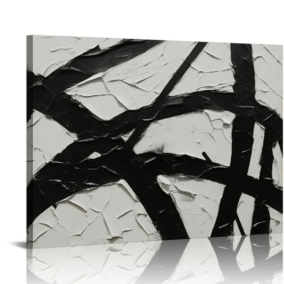 ONETECH  Large Black and White Canvas Wall Art Abstract Modern Minimalism Textured Wall Art Framed Artwork for Home Decorations