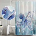 thumbnail image 5 of 54x78 Inch Shower Curtain Decorative Ocean Octopus Bathtub Bath Curtains Fabric Waterproof Bathroom Decor, Coastal Seagrass Blue Nautical Seaweed Small Stall Shower Curtain Set with 12 Hooks, 5 of 7