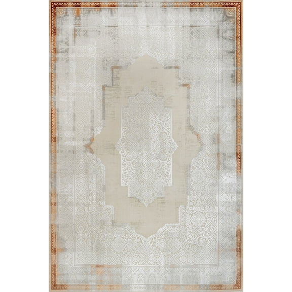 Orange Oriental Area Rugs for Living Room Washable Rugs Boho Moroccan Area Rug Soft Neutral Geometric Bohemian Carpet Distressed Indoor Rug for Bedroom Dining Room Office Foldable Nonslip Rug