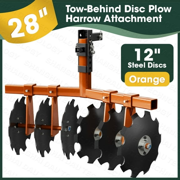 28" Cut Width Disc Plow Harrow With 2" Receiver Hitch Mount for ATVs /UTVs Heavy