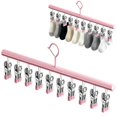 thumbnail image 2 of Drying Rack, 14 × 3.3 Inch Closet Racks with 10 Clips, Heavy Duty Stainless Steel Sock Pant Hangers, Space Saving Durable Metal Clothes Organizer for Jeans, Slacks, Shorts, Skirt,Light Pink, 2 of 9