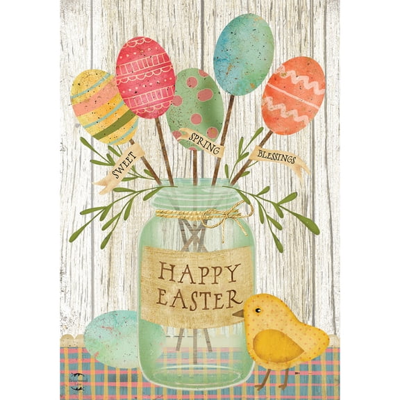 Briarwood Lane Spring House Flag 40x28 For Outdoor Spring Egg Bouquet Easter For Easter House Flag