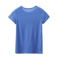 thumbnail image 6 of Beezizac Girls Pajama Set-2-Piece Cotton Blend Short Sleeve & Pants Cute Summer Blue Stripe PJs Size 8, 6 of 7