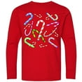 thumbnail image 3 of Inktastic Candy Cane Party Long Sleeve Youth T-Shirt, 3 of 5