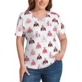 thumbnail image 4 of Horse Racing Jockey Silks Blush Pink V Neck Fashion Oversize T-Shirt Short Sleeve Shirt Tops, 4 of 8