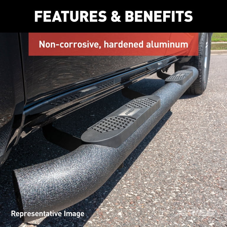 ARIES 3" Round Black Steel Nerf Bars - No-Drill Side Steps For Hummer H3