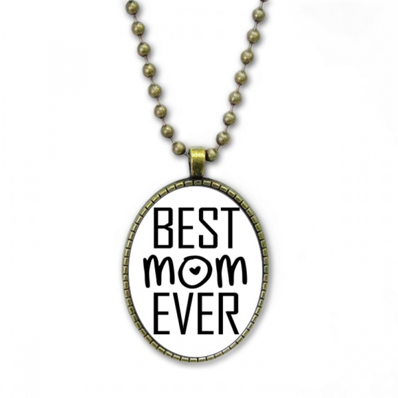 Best Mom Ever Quote Mother's Day Necklace Vintage Chain Bead Pendant Jewelry Collection