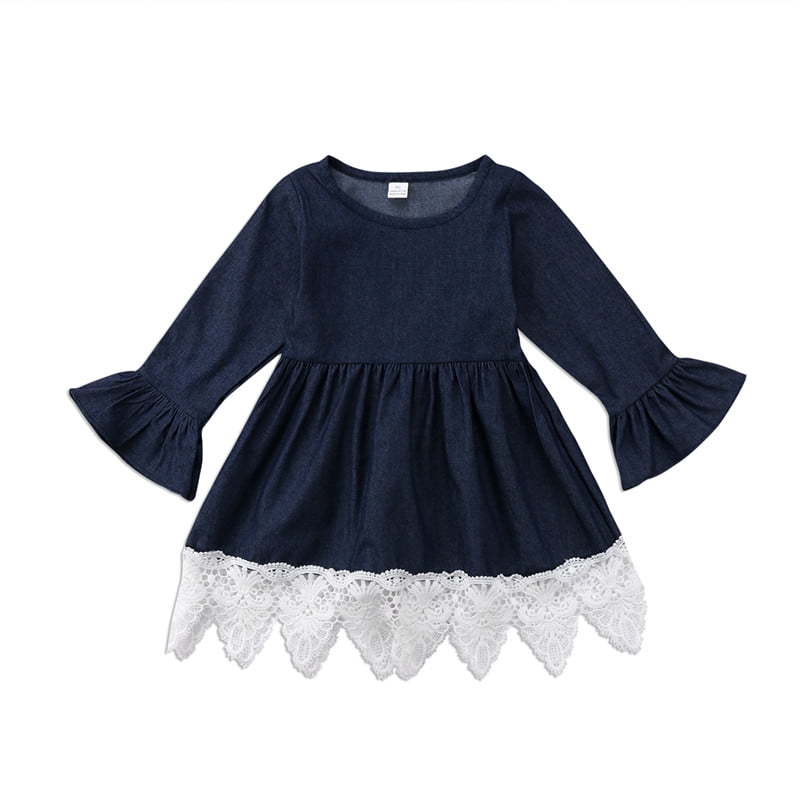girls denim and lace dress