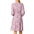 thumbnail image 4 of Allegra K Women's Lapel Collar Ruffle Long Sleeves Button Floral Shirt Dress, 4 of 8