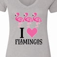 thumbnail image 4 of Inktastic I Love Flamingos Pink Bird Women's V-Neck T-Shirt, 4 of 5