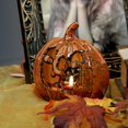 thumbnail image 5 of Candelabro de calabaza de cerámica de Halloween | Candelabro ahuecado, 6,1"x2,3"x5,9", decoración para la mesa de fiesta, atrezzo para ventanas, acento festivo único, 350g, decoración otoñal, 5 of 5