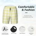 thumbnail image 3 of Kdxio Lemon Yellow Checkboard Print Mens Swim Shorts with Mesh Lining, Breathable and Quick-Drying, Adjustable Waist, Privacy Pocket-X-Large, 3 of 6