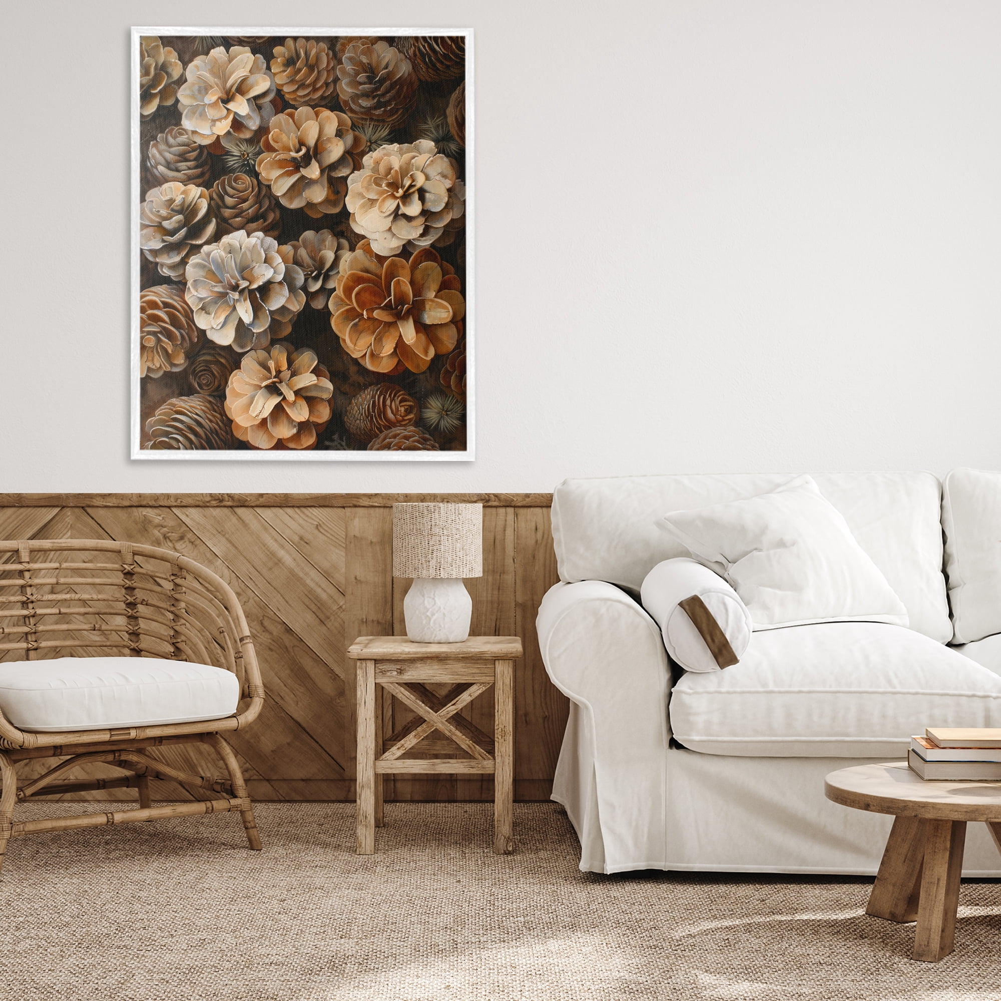 Stupell Industries Pinecone Arrangement Rustic Botanicals White Framed Giclee Art, design by Creative Studio
