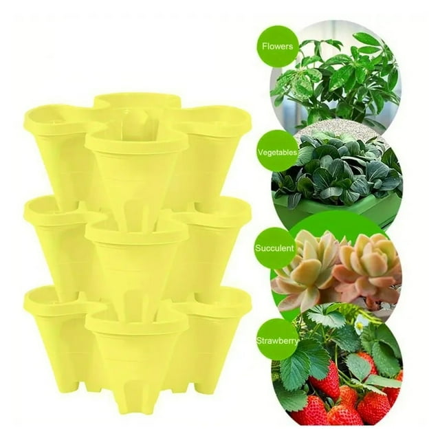 Vertical Planter Tower Garden, 3 Tiered Planter Stackable Herb Garden Planter with Movable Casters