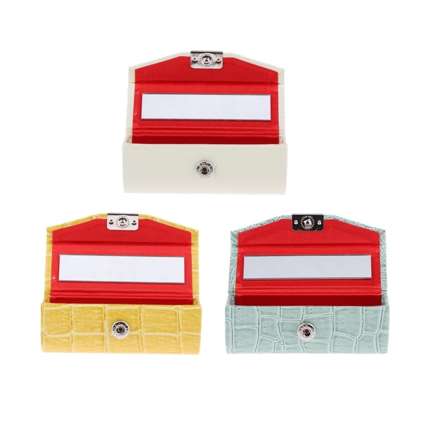 Estuche de pintalabios con espejo,Monedero porta pintalabios,Estuche para pintalabios,Estuche de pintalabios,Caso,Titular de la caja de lápiz labial,Estuche Blanco y amarillo y verde grisáceo jinwen Estuche de pintalabios con espejo