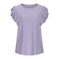 thumbnail image 5 of IROINNID Fashion Women's Ruffle Short Sleeve Summer Breathable Solid Color Casual Top Pullover T-shirt Clearance, 5 of 9