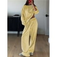 thumbnail image 2 of Pijamas de rayas for mujer, conjuntos de 2 piezas, camisetas de manga larga, pantalones anchos con cordón, conjuntos a juego, conjuntos de estar en casa, 2 of 7
