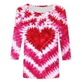 thumbnail image 5 of VgaVtl 3/4 Sleeve Womens Tee Shirts Valentines Pink Women's Shirts Casual for Gifts Loose Pullover Tie-Dye Tops, 5 of 5