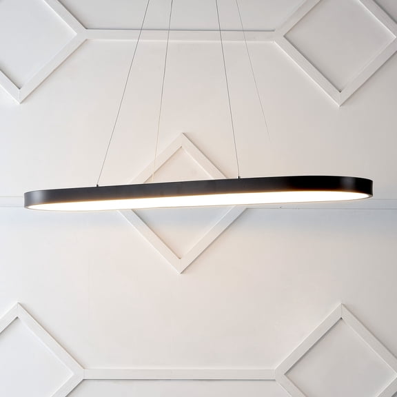 JONATHAN Y Nolan 38.75" Modern Bohemian Iron Linear Integrated LED Pendant, Black