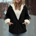 thumbnail image 2 of jtjvou Winter Warm Fleece Lined Jackets for Women Plain Color Jacket with Pocket Button Coats Outerwear Black XL, 2 of 7